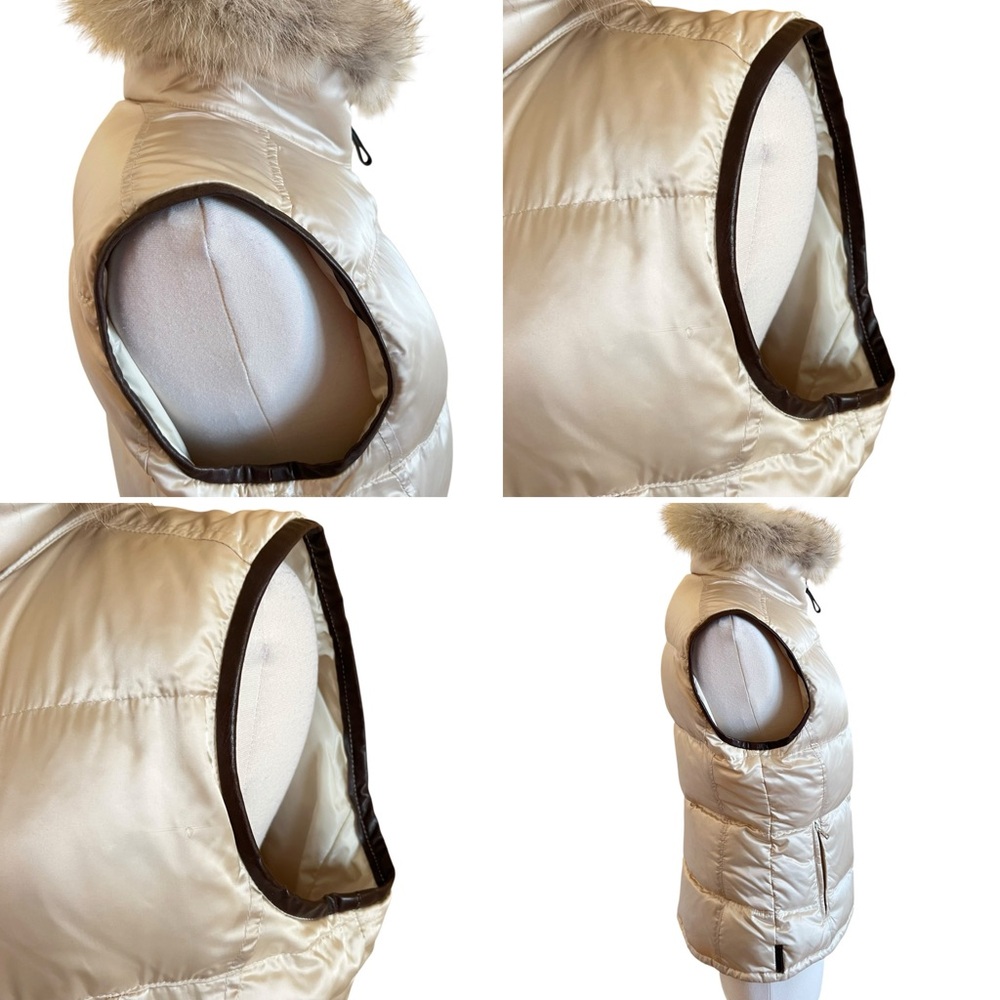 Prada Down Puffer Vest | Fox Fur Trim | Brown Leather Trim | Size US M (8–10) - Picture 11 of 16